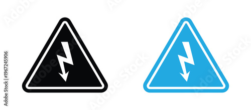 warning High voltage warning sign icon isolated on white background. electric, danger, voltage, lightning, bolt, warning