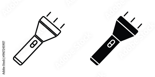 Contrasting flashlight designs in black and white silhouette styles