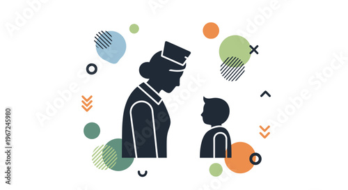 Father and son in profile view.