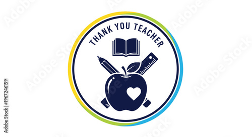 Teacher appreciation logo with apple.