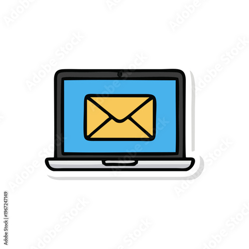 Email Communication Screen Open On Portable Laptop Computer