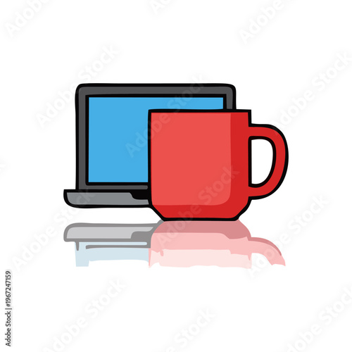 Laptop Beside Coffee Mug In Relaxed Work Setup