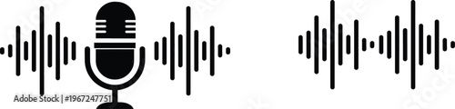 Microphone surrounded by sound waves a visual representation of audio recording