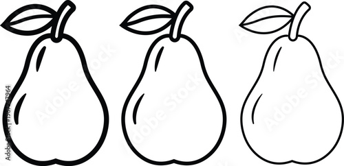 Pear Outline Icon Set Minimal Line Pear Icons for Healthy Food, Organic Fruit and Nutrition Design