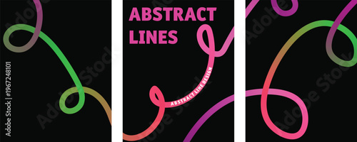 Abstract lines a vibrant and colorful vertical tri panel artwork