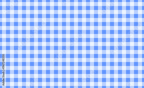 Blue and white checkered gingham seamless pattern. Tablecloth design from squares. Traditional picnic textile for background elements and event decoration. Vector illustration