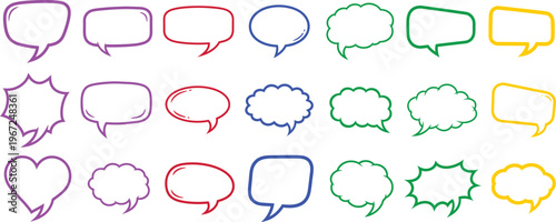 Colorful speech bubbles and thought balloons collection for communication and dialogue