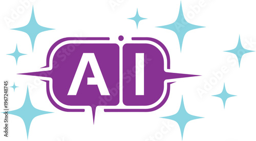 Ai logo with sparkling stars a digital illustration of artificial intelligence