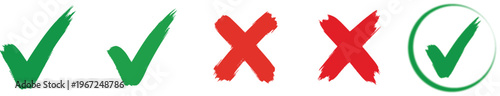 Checkmarks and x marks visual indicators of approval and rejection