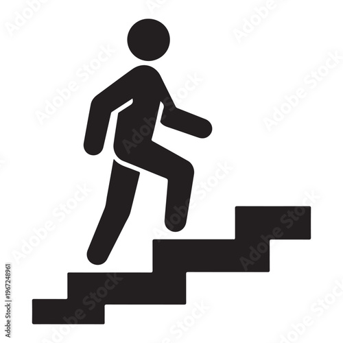 Walking up the stairs or staircase icon vector silhouette 