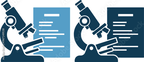 Microscopes examining documents in a scientific research setting with analysis