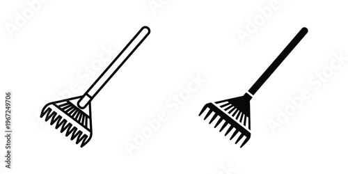 Comparison of two different types of garden rakes for outdoor maintenance tasks