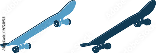 Two skateboards in blue colors side by side