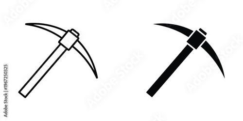 Comparison of a modern and traditional miner's pickaxe tool design.