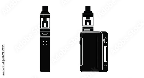 Two electronic cigarettes displayed in a striking black silhouette