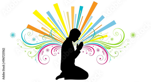 Silhouette of a person praying.