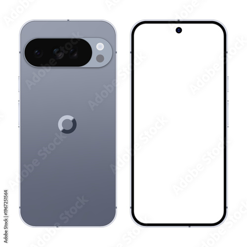 Google Pixel 10 Pro XL highlighting the triple camera. Realistic vector illustration.