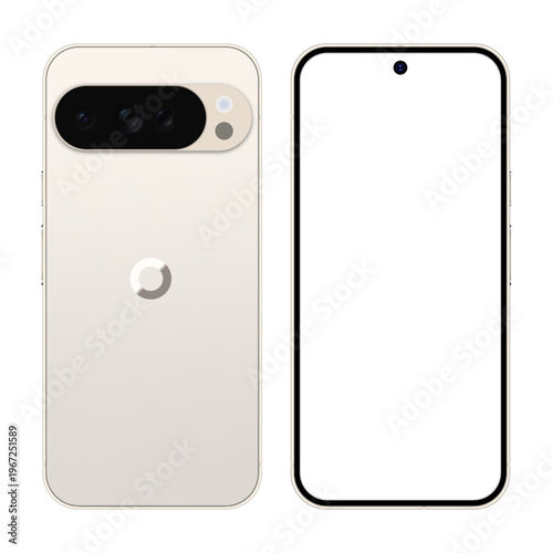 Google Pixel 10 Pro XL highlighting the triple camera. Realistic vector illustration.