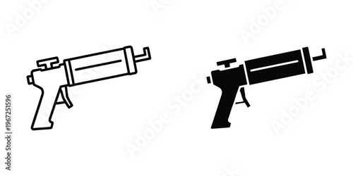 Comparison of two types of firearms with different visual styles in black and white