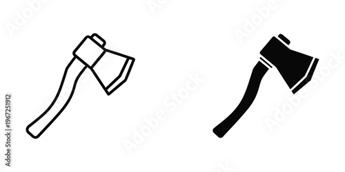 Two contrasting styles of traditional axes depicted in simple line art