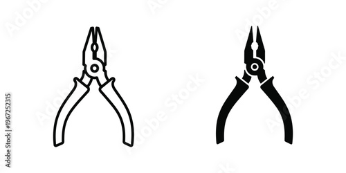 Comparison of standard and diagonal cutters pliers in black and white line art