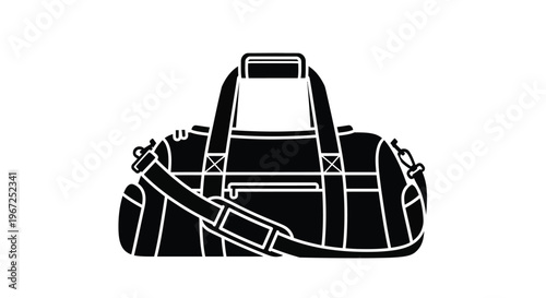 Black duffel bag graphic illustration minimal design silhouette
