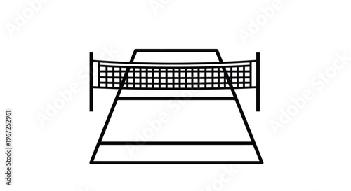 Simple black and white illustration of a tennis net minimal style silhouette