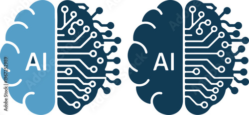 Brain with ai circuit board design on for tech concepts