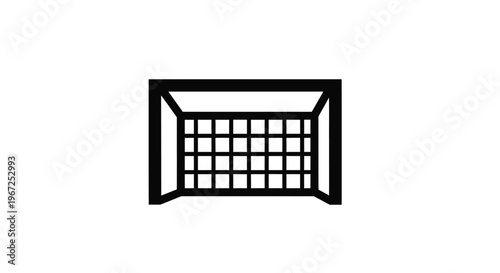 Minimalist depiction of a soccer goal with a flat silhouette