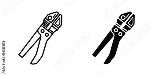 Two different types of bolt cutters depicted in a simple line drawing