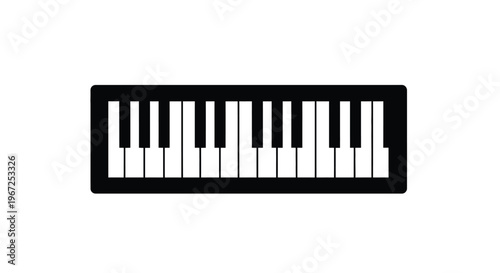 A simple black keyboard illustration with a distinct silhouette