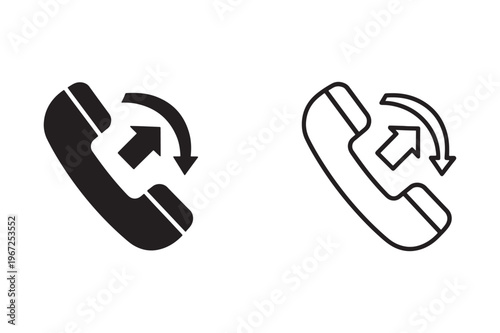 Outgoing Call Arrow Line And Solid Icon Set