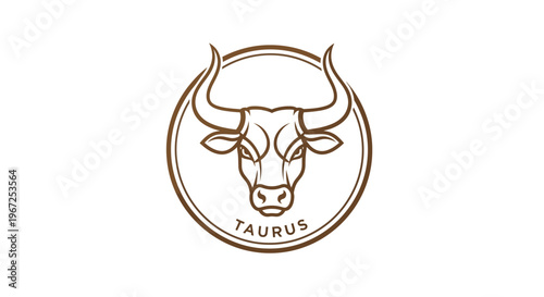 Taurus zodiac sign illustration in brown and white isolated design