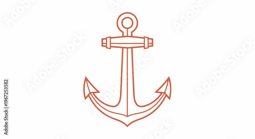 Simple line art illustration of a classic anchor, symbolizing maritime, nautical, and seafaring themes, isolated on white.