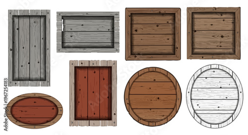 Rustic Wood Barnwood Frame Vector Set Weathered Plank Borders for Farmhouse Decor and Country Wedding