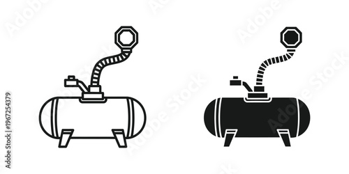 Comparison of a standard propane tank and a filled propane tank with regulator and hose