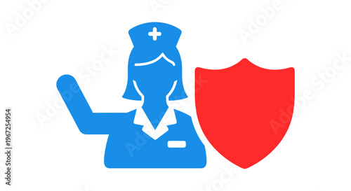 Nurse Healthcare Professional Medical Shield Icon.