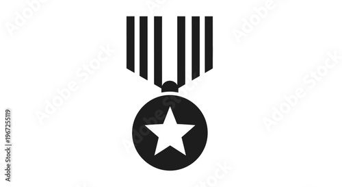 Black and white star medal icon.