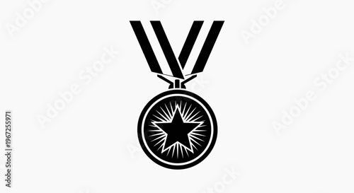 Medal with star and ribbons.