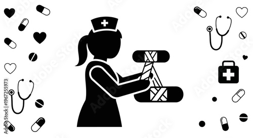 Nurse with medical supplies in hand.