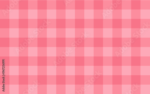 Pink gingham pattern background, classic checkered tablecloth texture vector, seamless red and white plaid fabric design for picnic and nursery