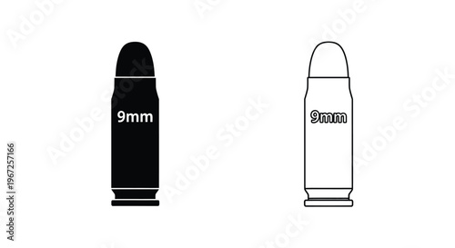 Two 9mm bullets one dark and one light in stark silhouette