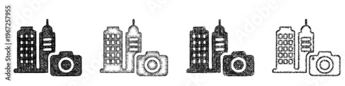 Sketch city tour icon design set