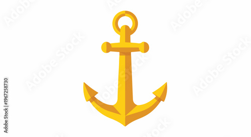 Golden anchor icon, a symbol of maritime adventure, stability, and nautical themes. Perfect for travel, navy, and ocean-related designs and concepts.