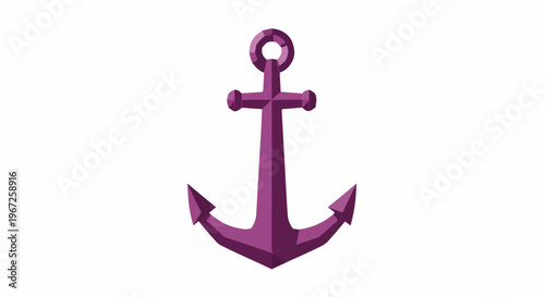 Vibrant purple anchor icon, a powerful symbol of stability, hope, and maritime adventure. Isolated graphic design element on a clean white background, perfect for nautical themes.