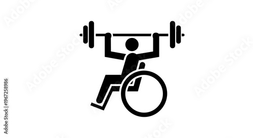 Inclusive wheelchair weightlifting athlete vector sport icon