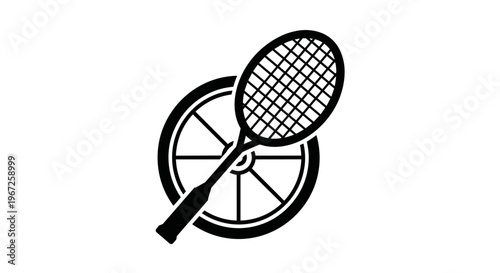 Inclusive wheelchair tennis racket and wheel sports icon vector