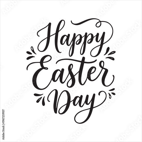 Happy Easter Day hand drawn lettering calligraphy vector illustration