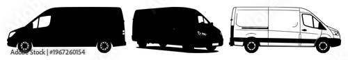 Fleet management van set with solid black icon on white background featuring van, fleet, transportation with shipping and logistics