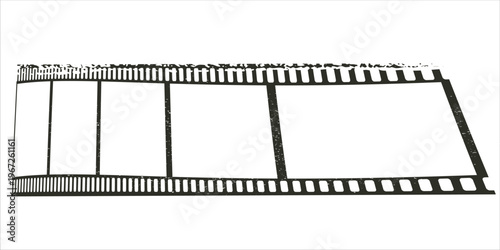 Film strip frame template, cinema reel with grunge grain noisy texture. Vector illustration on transparent background. eps 10